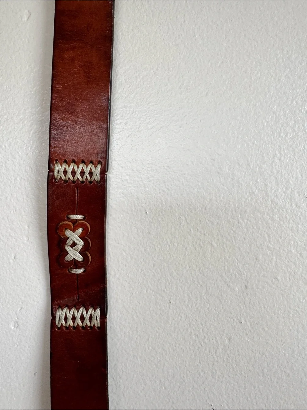 VTG 80’s Omega Southwestern Brown Leather Belt White Stitching made in Turkey  L